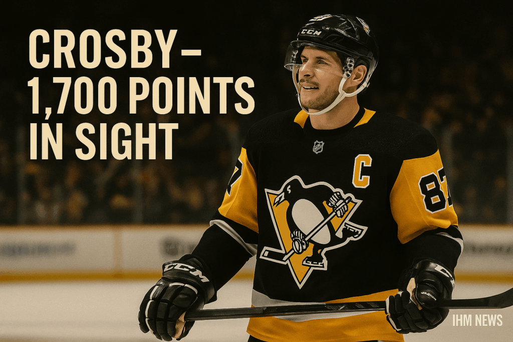 Sidney Crosby nearing 1,700 NHL career points with the Pittsburgh Penguins