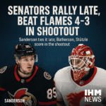 Jake Sanderson celebration in red home
