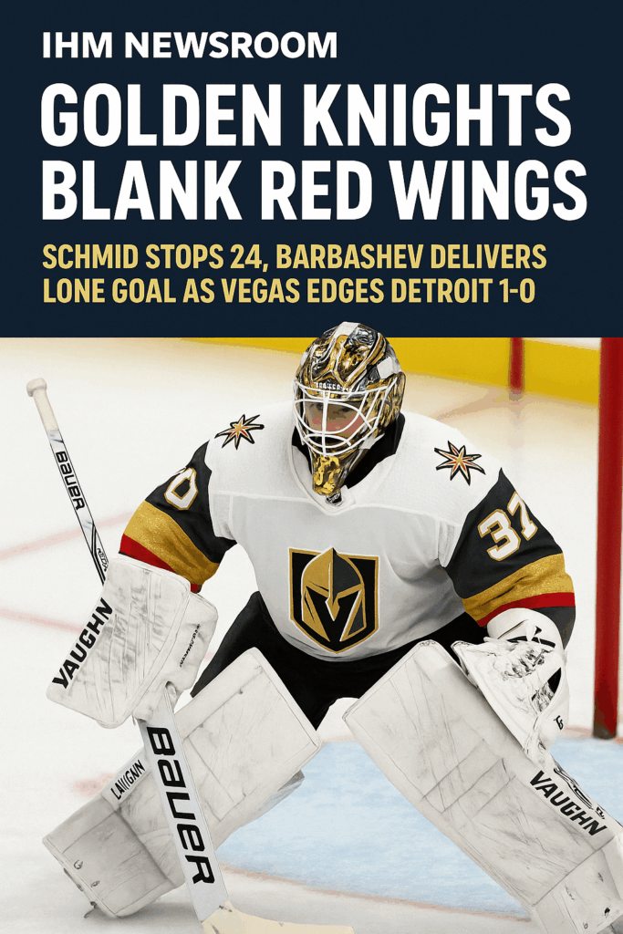 Golden Knights 1-0 Red Wings: Schmid earns first Vegas shutout, Barbashev breaks through | IHM News