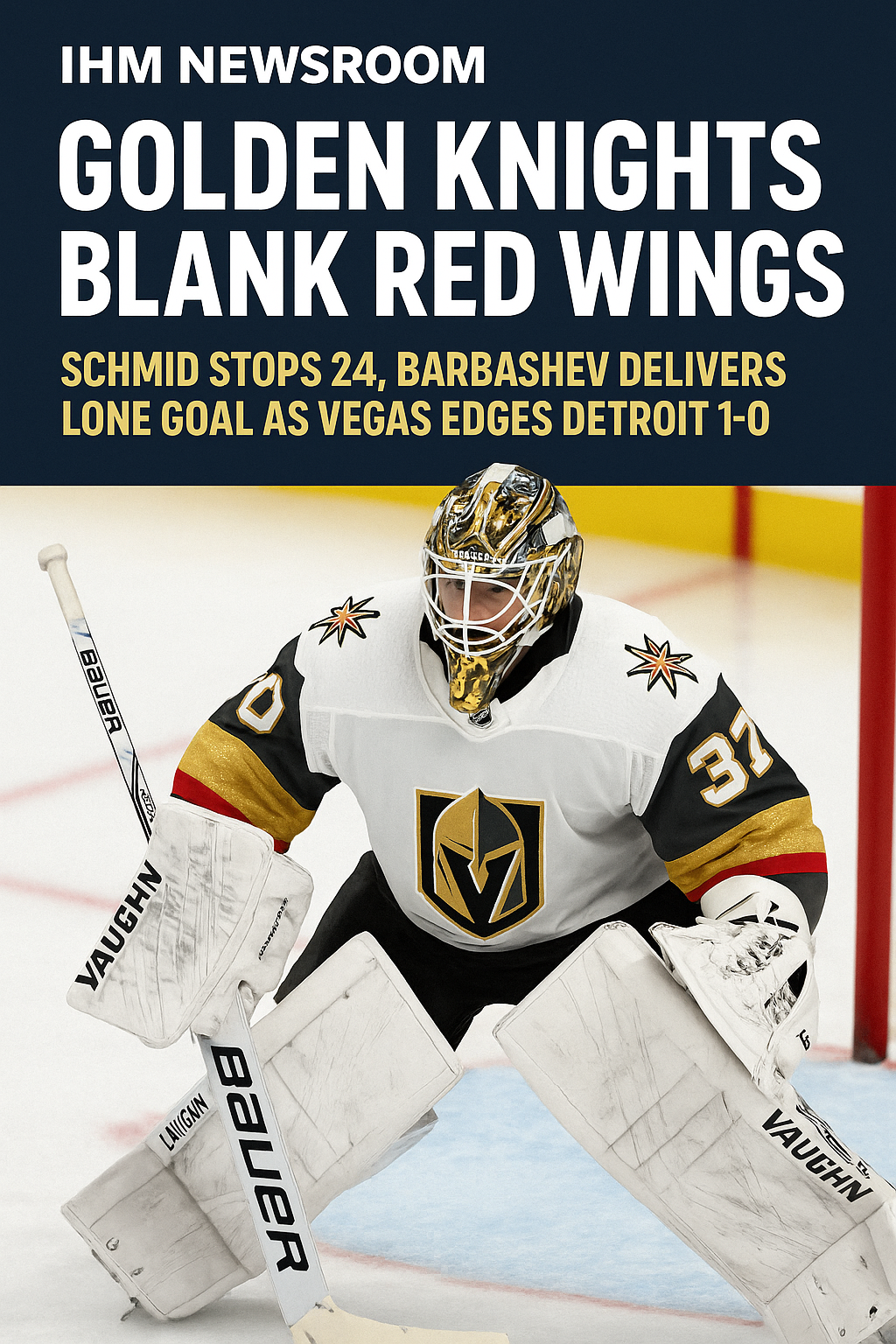 Golden Knights 1-0 Red Wings: Schmid earns first Vegas shutout, Barbashev breaks through | IHM News